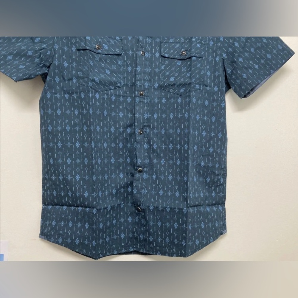 Flag & Anthem Men’s Western Shirt Plaid Snap Button Up Shirt Blue Navy Medium M - Picture 5 of 11